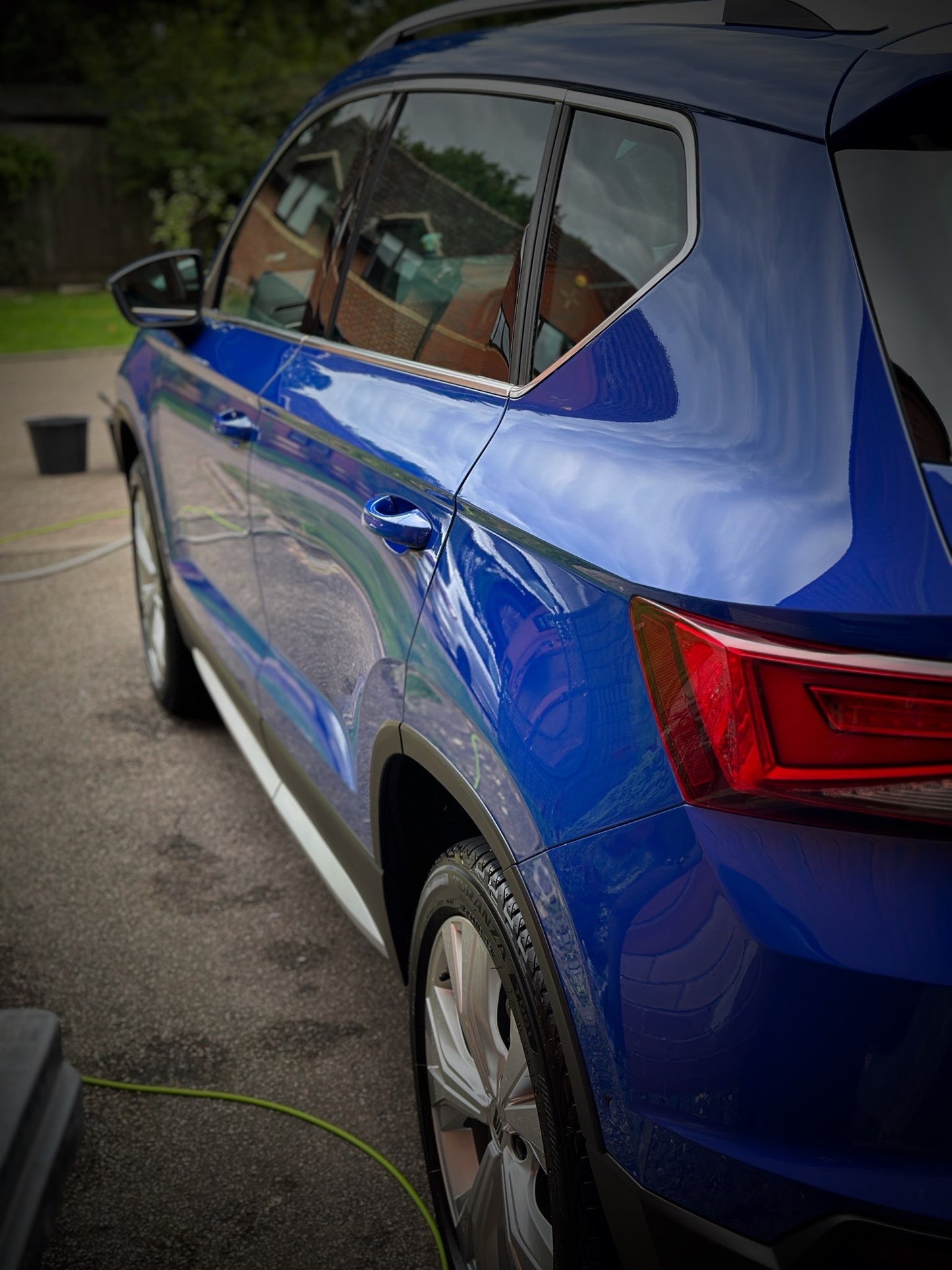 blue side of car, very glossy, one step paint correction and wax application, car detailing in east midlands