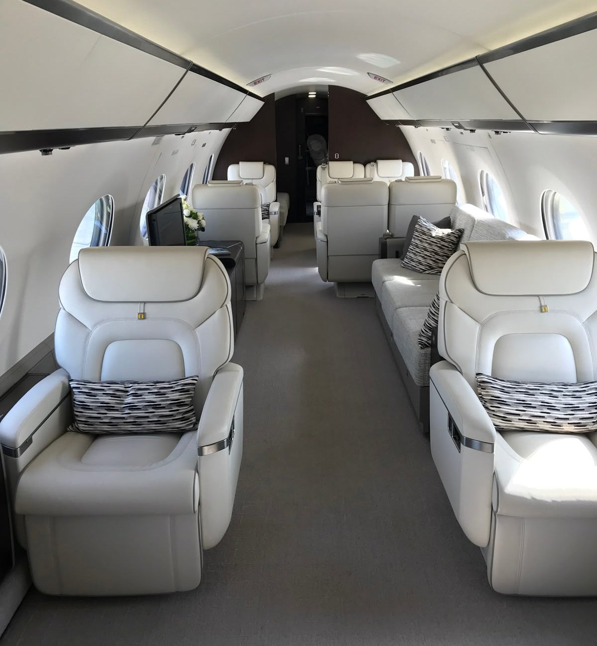 Interior of a Gulf Stream G650 after a detail, looks brand new