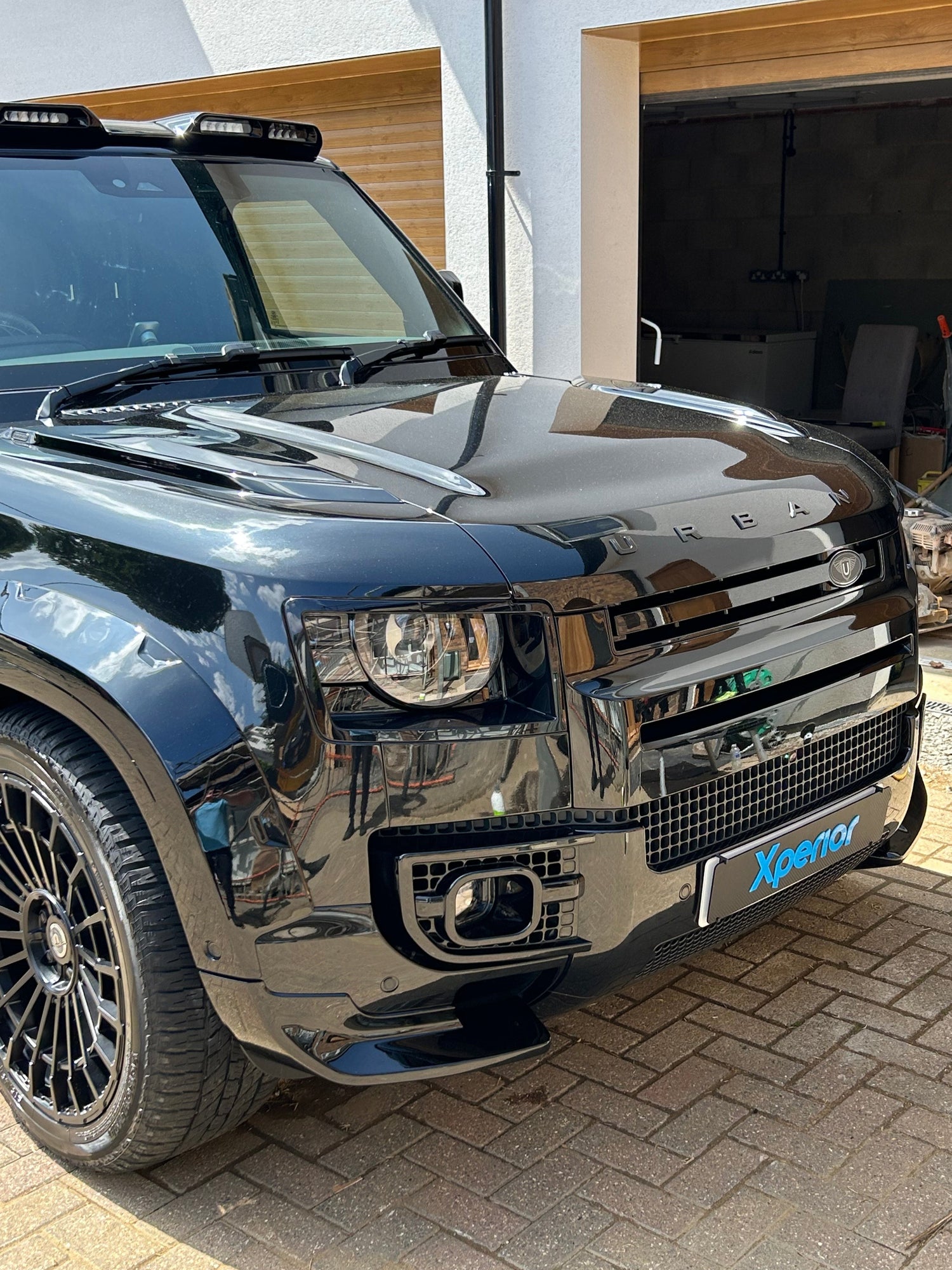 Front view of an Urban Defender in the East Midlands, highlighting its clean exterior and detailing